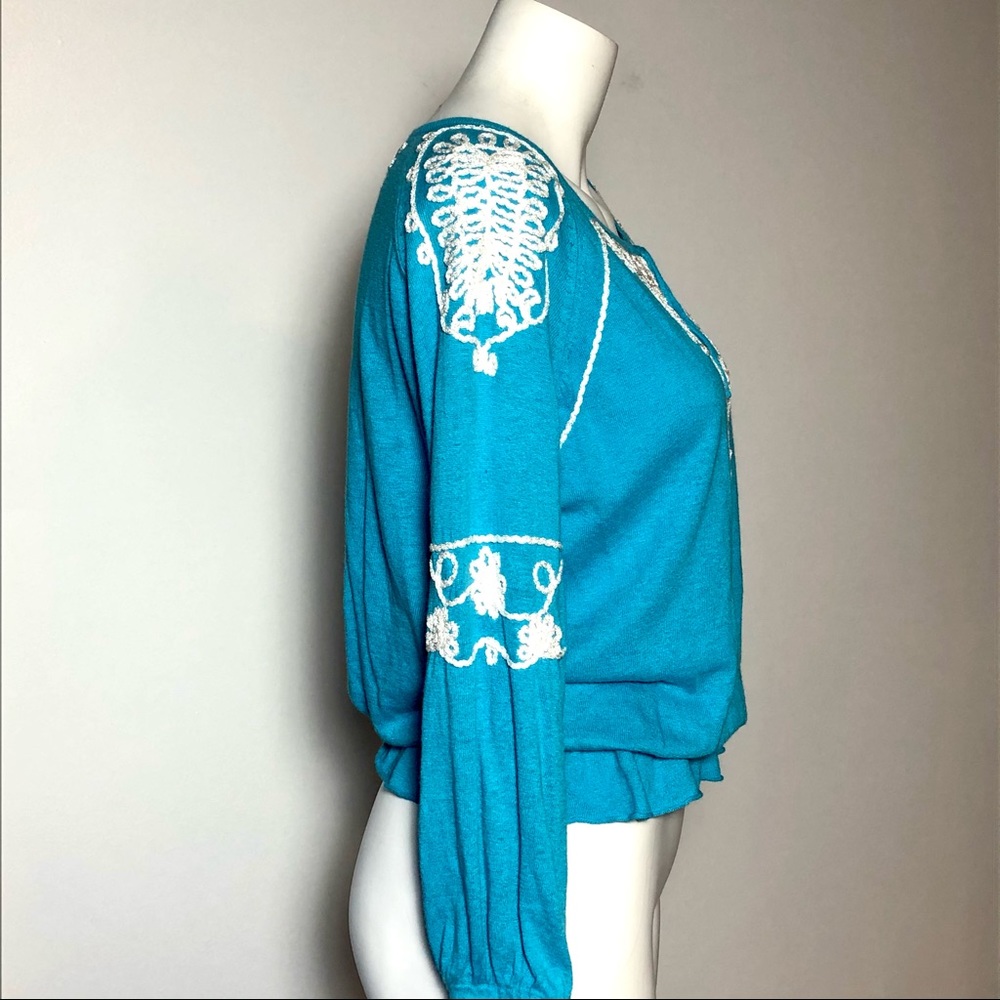 Cache Stunning Bright Turquoise Top Small - image 3